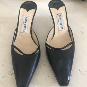 Jimmy Choo size 7 black leather mules